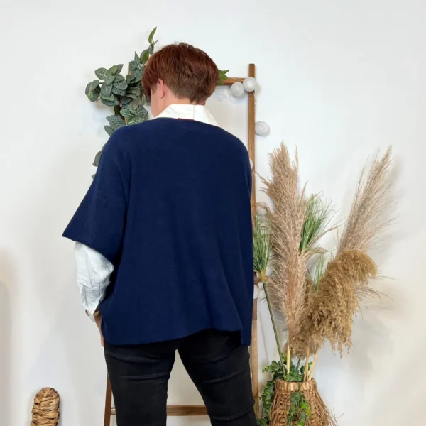 K545- Pull loose Crop-Top (Tu) - marine - taille-unique