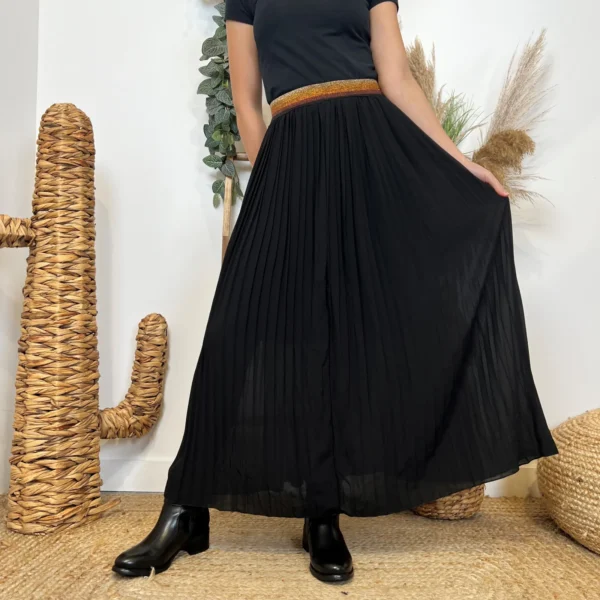 M735- Jupe plissée unie (Tu) 🇮🇹 - noir - taille-unique