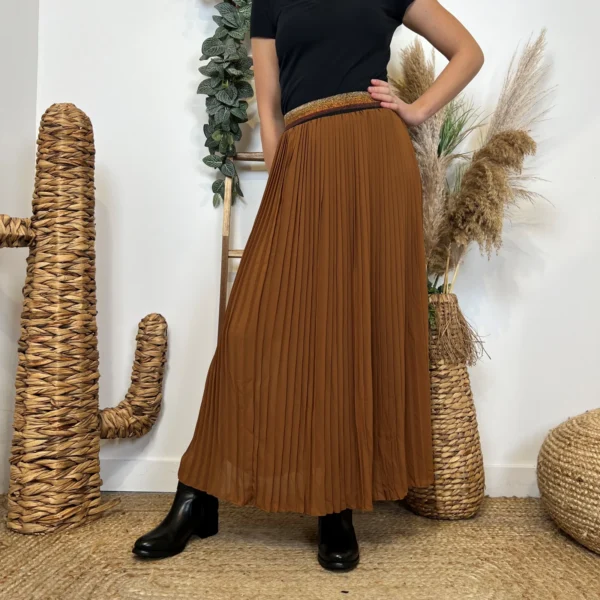 M735- Jupe plissée unie (Tu) 🇮🇹 - camel - taille-unique