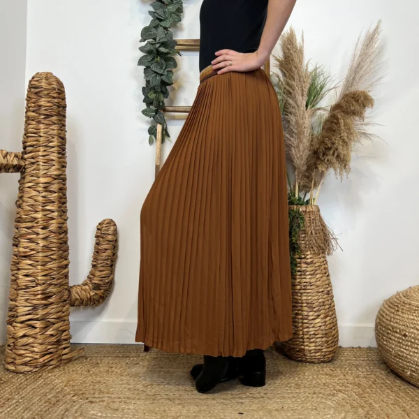M735- Jupe plissée unie (Tu) 🇮🇹 - camel - taille-unique