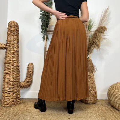 M735- Jupe plissée unie (Tu) 🇮🇹 - camel - taille-unique