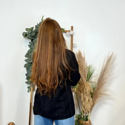 K738- Blouse unie coton (T36-T40) - noir - 38