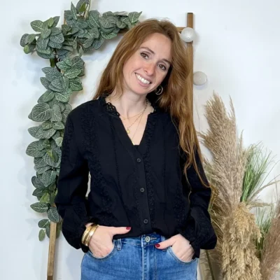 K738- Blouse unie coton (T36-T40) - noir - 38