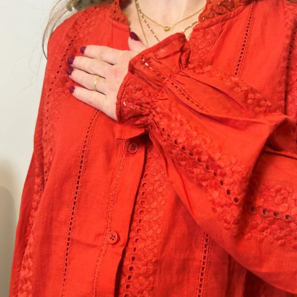 K738- Blouse unie coton (T36-T40) - rouille - 38