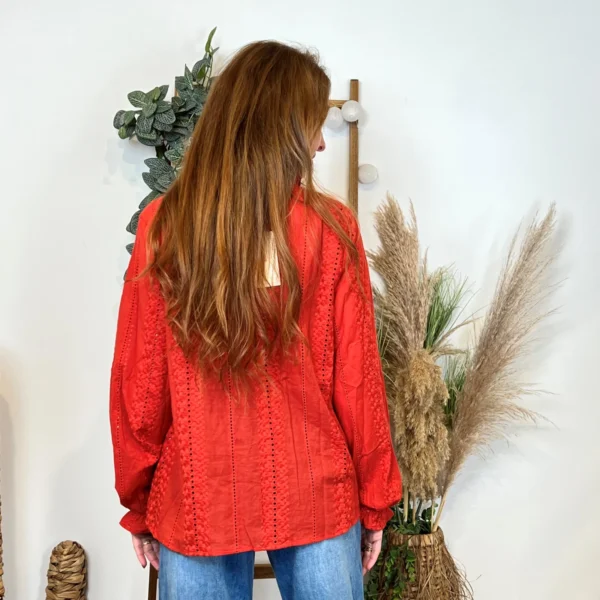 K738- Blouse unie coton (T36-T40) - rouille - 38