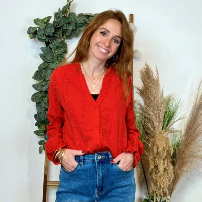 K738- Blouse unie coton (T36-T40) - rouille - 38