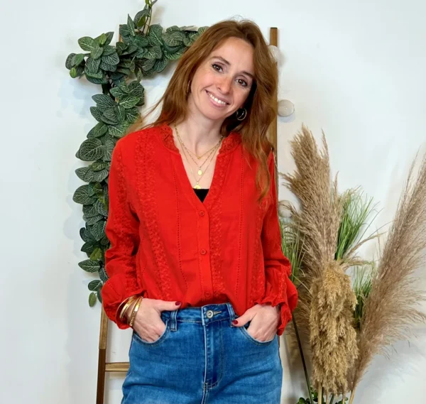 K738- Blouse unie coton (T36-T40) - rouille - 38