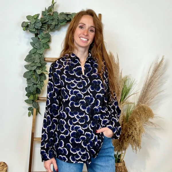 K743- Chemisier By.one Ginkgo (T36-T40) - noir - 48