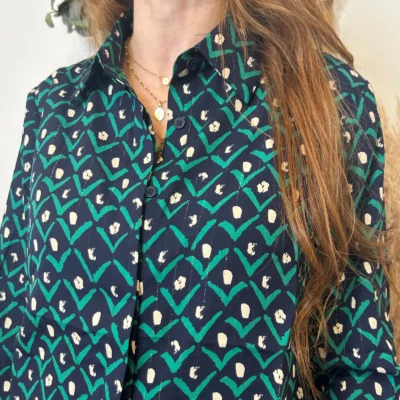 K751- Chemisier By.one Ginkgo (T36-T40) - marine - 38