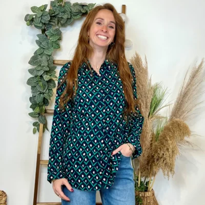 K751- Chemisier By.one Ginkgo (T36-T40) - marine - 38