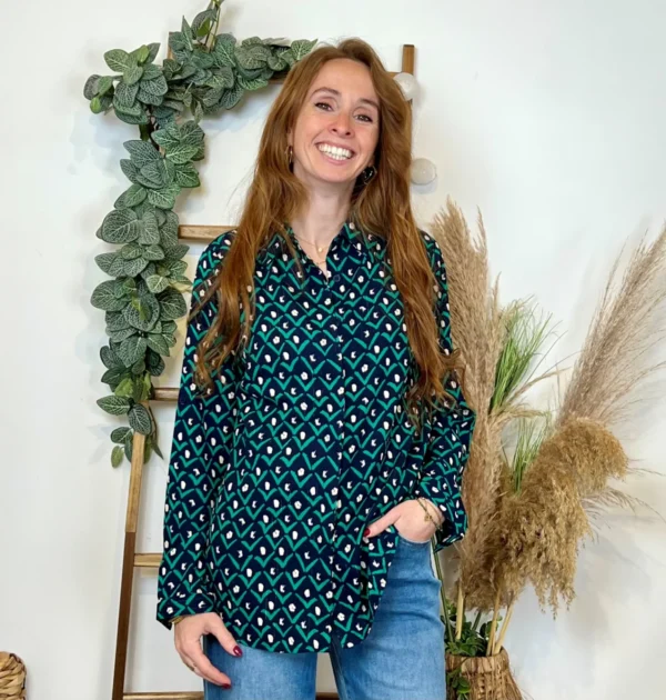 K751- Chemisier By.one Ginkgo (T36-T40) - marine - 38