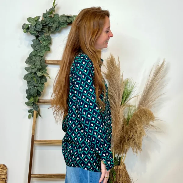 K751- Chemisier By.one Ginkgo (T36-T40) - marine - 38