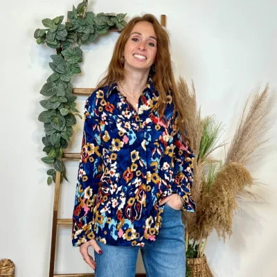 K775- Blouse Imprimée "Z-One" (T36-T40) - marine - 38