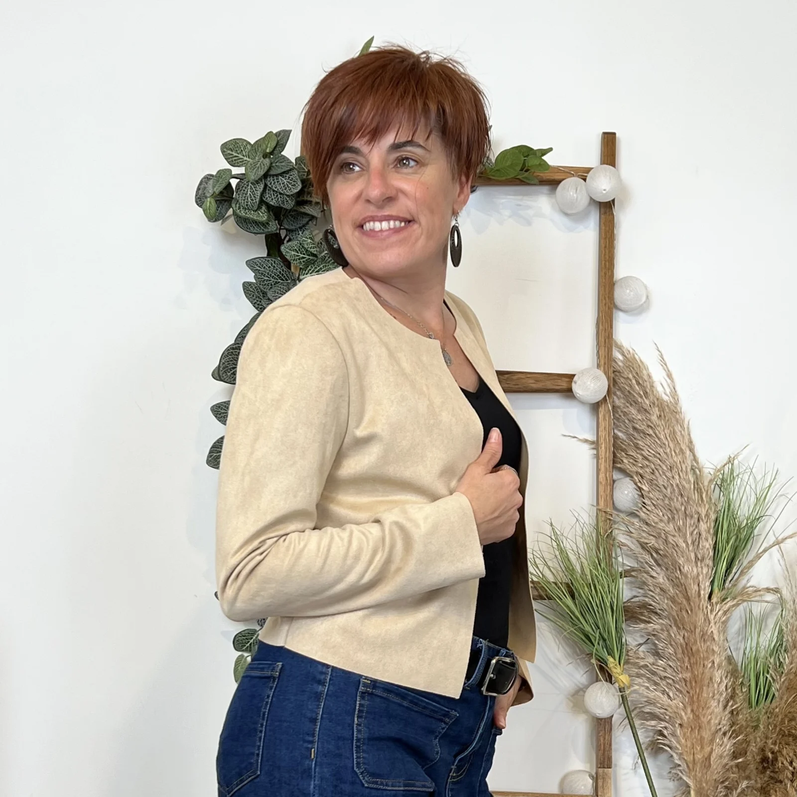 Veste courte suédine (T38-T44) - beige-ivoire - 44
