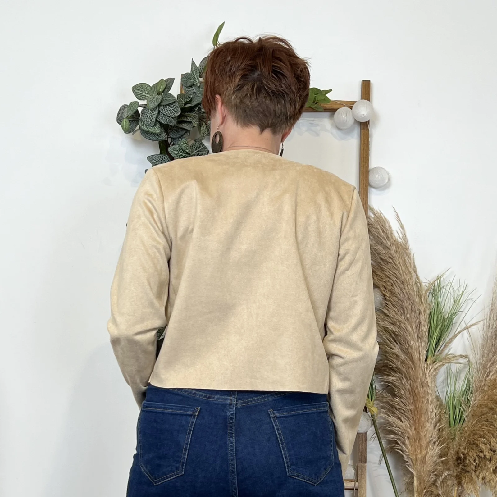 Veste courte suédine (T38-T44) - beige-ivoire - 44