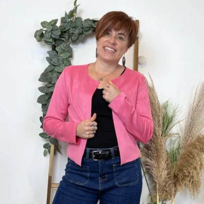 L205- Veste courte suédine (T38-T44) - fuchsia - 44