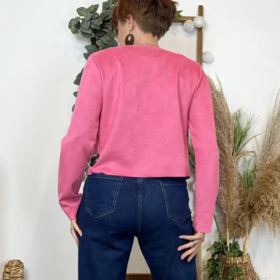 L205- Veste courte suédine (T38-T44) - fuchsia - 44