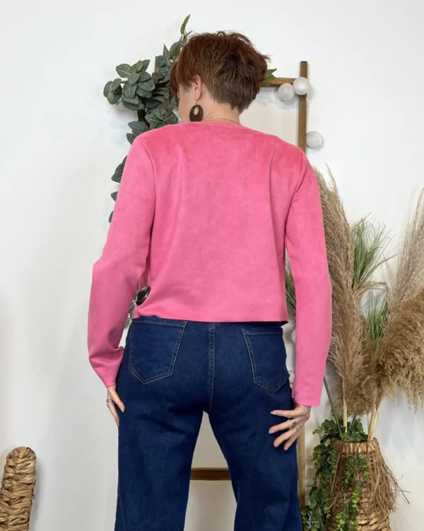 L205- Veste courte suédine (T38-T44) - fuchsia - 44