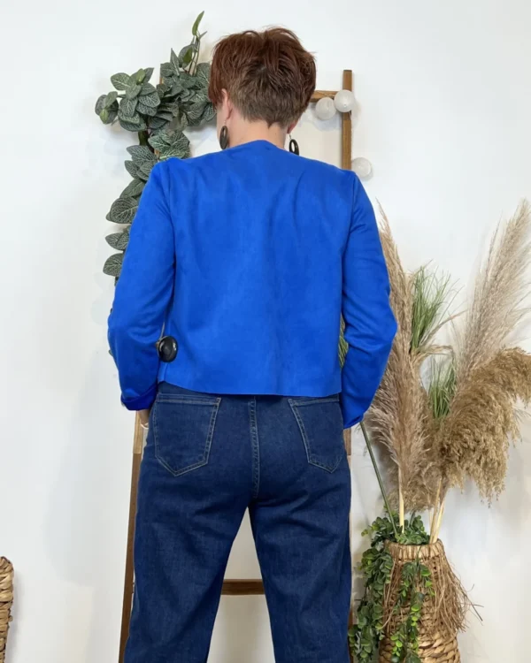 L205- Veste courte suédine (T38-T44) - bleu-royal - 44