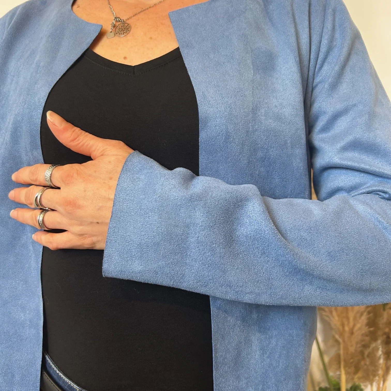 Veste courte suédine (T38-T44) - bleu-jeans - 44