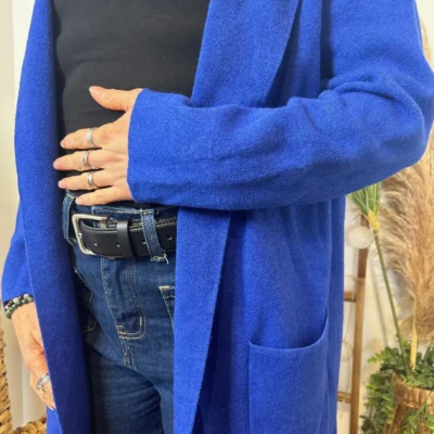 K614- Gilet Mi-long (Tu) 🇮🇹 - bleu-royal - taille-unique