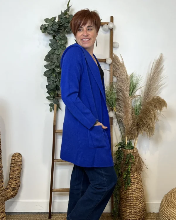 K614- Gilet Mi-long (Tu) 🇮🇹 - bleu-royal - taille-unique