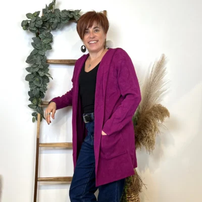 K614- Gilet Mi-long (Tu) 🇮🇹 - violet - taille-unique