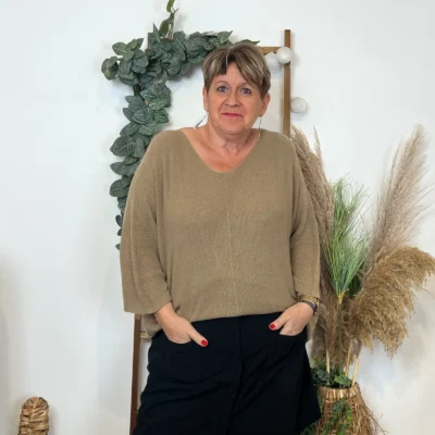 Z163- Pull Nid d'Abeille (Gt) 🇮🇹 - camel - taille-unique-grande-taille