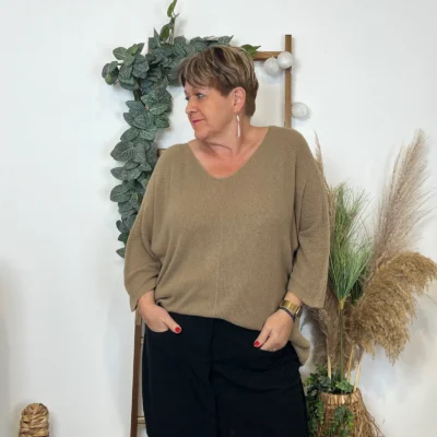 Z163- Pull Nid d'Abeille (Gt) 🇮🇹 - camel - taille-unique-grande-taille