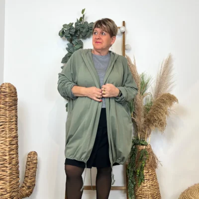 K837- Veste longue en coton (Gt) 🇮🇹 - kaki - taille-unique-grande-taille