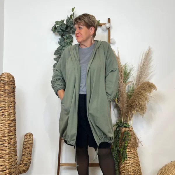 K837- Veste longue en coton (Gt) 🇮🇹 - kaki - taille-unique-grande-taille