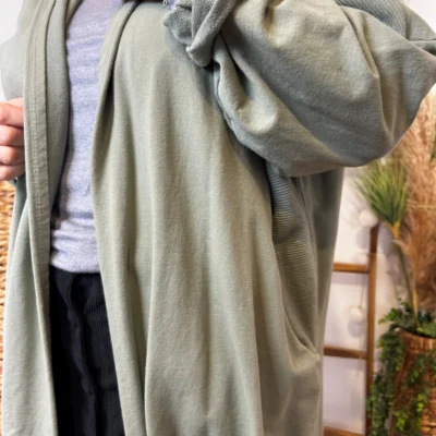 K837- Veste longue en coton (Gt) 🇮🇹 - kaki - taille-unique-grande-taille