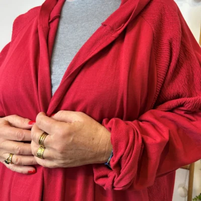 K837- Veste longue en coton (Gt) 🇮🇹 - fuchsia - taille-unique-grande-taille