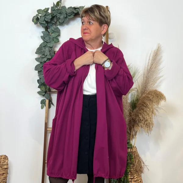 K837- Veste longue en coton (Gt) 🇮🇹 - fuchsia - taille-unique-grande-taille