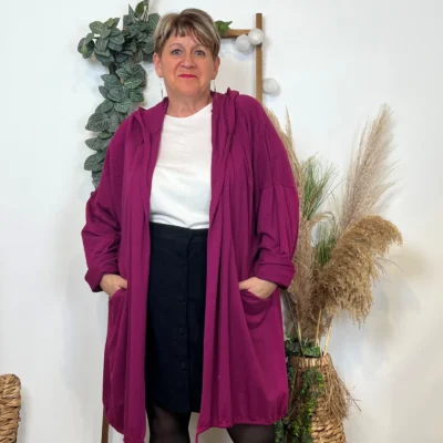 K837- Veste longue en coton (Gt) 🇮🇹 - fuchsia - taille-unique-grande-taille