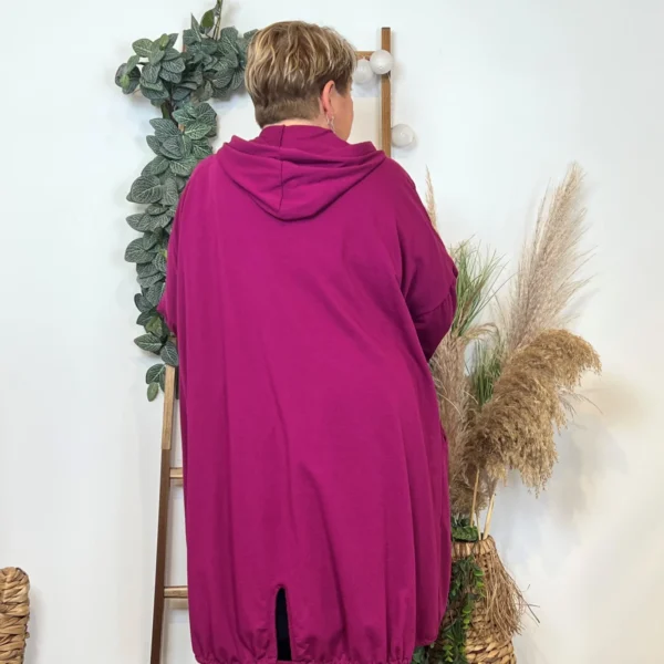 K837- Veste longue en coton (Gt) 🇮🇹 - fuchsia - taille-unique-grande-taille