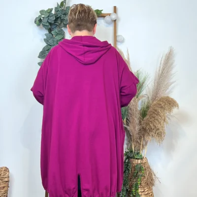 K837- Veste longue en coton (Gt) 🇮🇹 - fuchsia - taille-unique-grande-taille