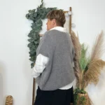 Gilet femme maille douce oversize col V - gris - taille-unique-grande-taille