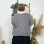 Gilet femme maille douce oversize col V - gris - taille-unique-grande-taille