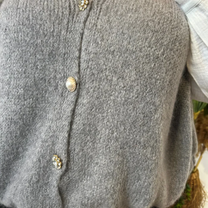 Gilet femme maille douce oversize col V - gris - taille-unique-grande-taille