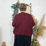 Gilet femme maille douce oversize col V - bordeaux - taille-unique-grande-taille