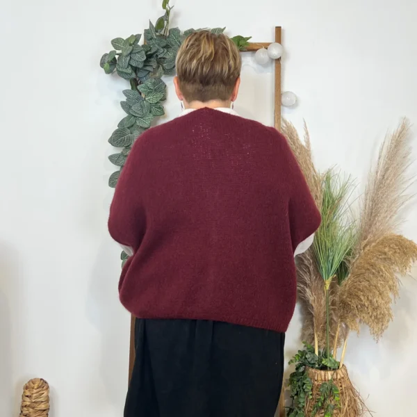 Z083- Gilet boutons fantaisies (Gu) - bordeaux - taille-unique-grande-taille