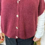 Gilet femme maille douce oversize col V - bordeaux - taille-unique-grande-taille