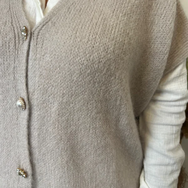 Z083- Gilet boutons fantaisies (Gu) - beige - taille-unique-grande-taille