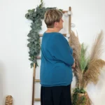 Pull femme manches chauve-souris « Jolies Formes » - bleu-canard - taille-unique-grande-taille