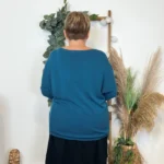 Pull femme manches chauve-souris « Jolies Formes » - bleu-canard - taille-unique-grande-taille