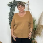 Pull femme manches chauve-souris « Jolies Formes » - camel - taille-unique-grande-taille