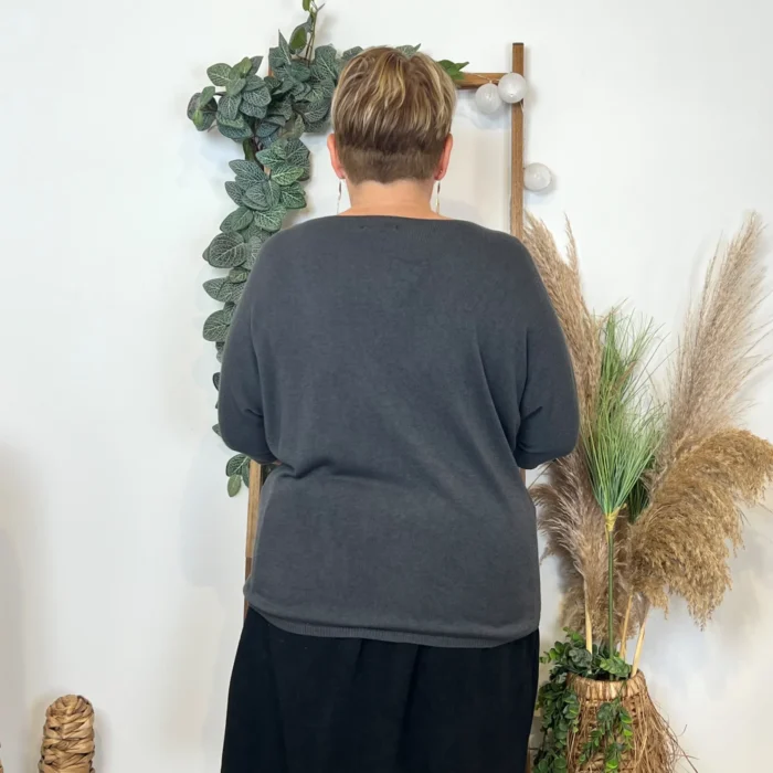 Pull femme manches chauve-souris « Jolies Formes » - gris - taille-unique-grande-taille