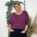 Pull femme manches chauve-souris « Jolies Formes » - violet - taille-unique-grande-taille