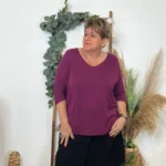 Pull femme manches chauve-souris « Jolies Formes » - violet - taille-unique-grande-taille